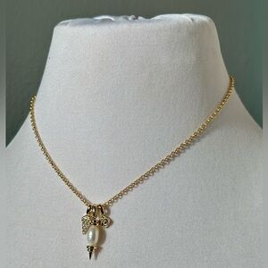 NWT Kendra Scott Demi Gold Pearl Pave Rhinestone Petite Charm Necklace